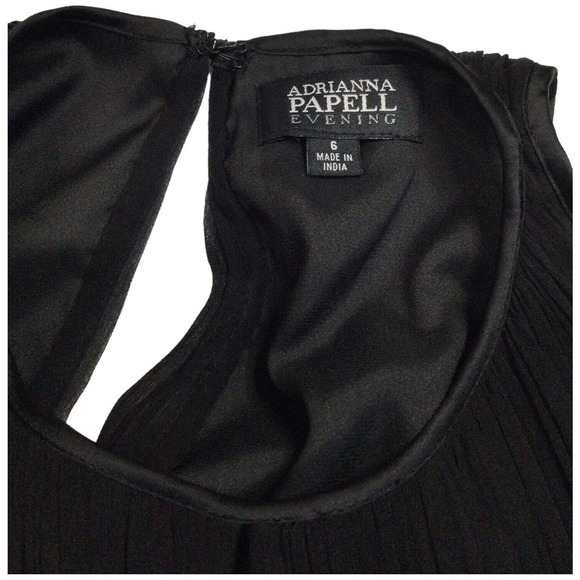 Adrianna Papell Evening Silk Beaded Sequined Sleeveless Cocktail Dress Black 6 - Picture 9 of 13